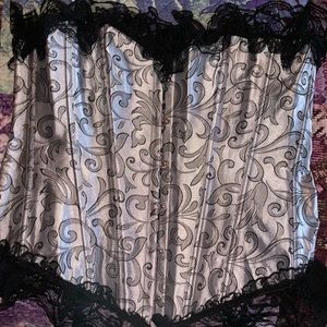 Silver with black paisley corset size XL